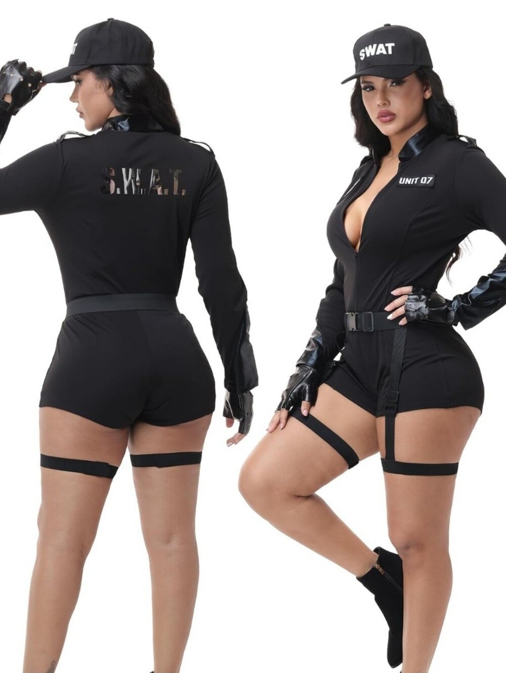 NWT Women's SWAT Police 5 Piece Halloween Costume Black Large